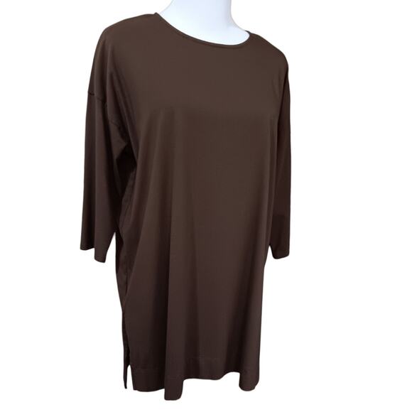J. JILL Brown Shirt Top Medium Luxe Supima Ballet Sleeve Tunic Soft Brown Staple - Picture 9 of 9